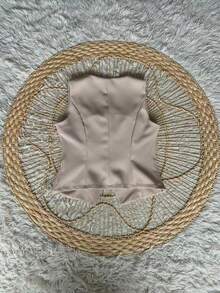 Formal Set Pantaloons Pants High Waist Pockets Tailoring Vest Buttons Simple Elegant Casual Pocket Zipper - Beige - View 7