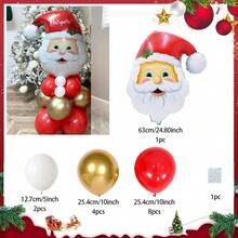 Juego de 16 globos de Navidad en dorado, rojo y blanco, incluye globos de papel de aluminio con Papá Noel y renos, adecuado para fiestas de Navidad, Año Nuevo, decoración de fiestas, decoración de habitaciones, decoración del hogar, adornos navideños