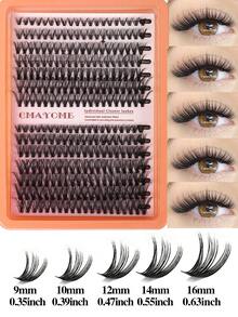 280片混合假睫毛套装，单根睫毛嫁接套装，D卷翘，浓密卷翘，交叉式30D/40D貂毛般柔软分段睫毛，9-16毫米混合睫毛套装 - 橘色 - 查看 11