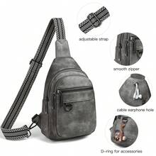 Sling Bag For Women Men Vegan Leather Crossbody Bags Fanny Pack Purse Backpack Over Shoulder Bag Travel Anti Theft,Vacation Essentials&Back-To-School Essentials - 深灰色 - 查看 7