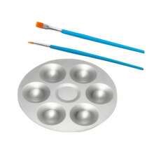 Paleta de pigmentos de pintura de aluminio, paleta, herramientas de cerámica, paleta de aluminio - cuadrado de 6 agujeros - Ver 7