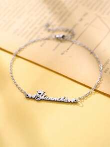 Vòng chân bằng thép không gỉ khắc chữ cái đầu tên tiếng Ả Rập theo yêu cầu, kèm mặt dây chuyền hình bướm và trái tim, trang sức dành cho nữ. - Nhiều màu 3 - Xem 9