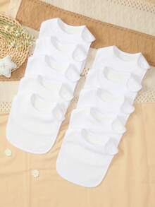 10条装纯白色婴儿围兜，采用超柔软面料，配有可调节按扣。您可以自行DIY、绘画或刺绣，为您的宝宝打造美丽独特的围兜。 - 白色 - 查看 4