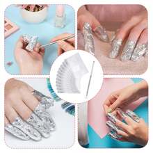 200 PCS Nail Remover Foil Wraps, Nail Foils Soak Off, Gel Nails Polish Remover, Nail's Polish Removers Nails Foil Wraps With Cotton Pads (Silver) - 銀色 - 查看 6