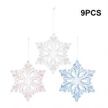 亚克力雪花挂饰 3 种款式水晶透明塑料圣诞树吊坠适用于圣诞节冬季雪景主题 DIY 装饰、新年派对、节日装饰、家居装饰