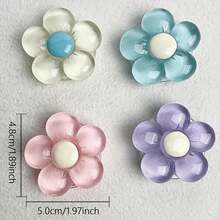 Suporte dobrável para celular em resina transparente com estampa de flor rosa fofa, presente criativo para amigos, design antiderrapante, acessório universal para smartphone, presente para o Dia das Mães ou aniversário. - Multicolorido - Ver 4