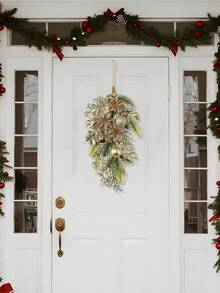 1 Stück 42CM(H) künstliche Weihnachtsblume, elektroplattierte Kugel, Kiefernnadel Wandbehang, nordischer Stil Weihnachts Heim Wohnzimmer Kamin Dekoration, Heim, Fenster, Feiertag, Wohnzimmer, Eingangsbereich, Büro Weihnachtsdekoration Heim Dekoration Weihnachtsdekorationen Raumdekoration Winter