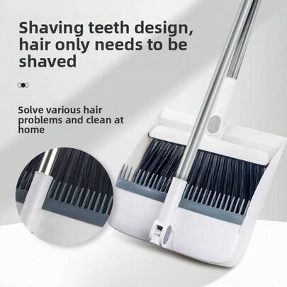 Broom And Dustpan Set, Long Handle Floor Cleaning Tool With Rotating Head And Built-In Brush, Suitable For Removing Dust/Debris, Lightweight And Space-Saving For Home/Kitchen/Room/Office, Essential Cleaning Supplies, Hard Floor Broom Set, Sweeping Tools, Home Cleaning Kit, Small Dustpan, Duster