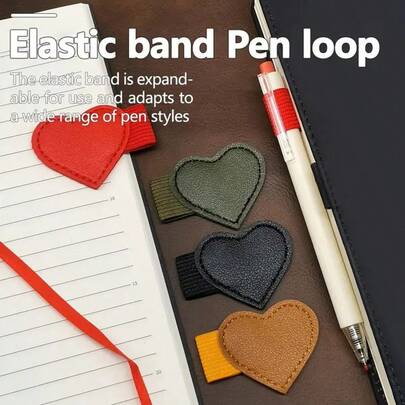1pc Piece Self-Adhesive Heart-Shaped Pen Clip, Waterproof Leather Writing Pen Clip, Portable Pen Clip, Home Study Reading Book Self-Adhesive Sticky Notes Clip, Notebook Accessories Pen Clip,School Teacher Office Supplies Stuff,Bible Study Supplies Notebook Book,Back To School Supplies,Burn Book,Planner Journal Notebook