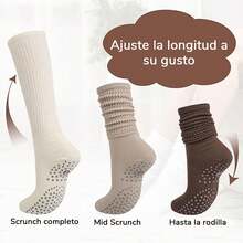 3 Pares Calcetas Pilates Mujer Antiderrapantes, Calcetines de Yoga para Mujeres con Agarre, Calcetas Deportivas Dama Largas Algodón, Pilates Socks, Calentadores de Piernas - 1 - Ver 3