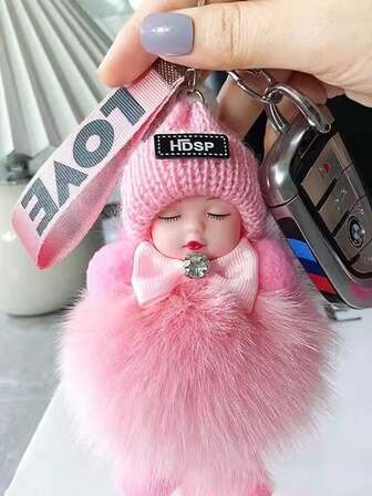 Colores vibrantes, llavero y colgante de llavero de peluche suave y lujoso, muñeca de peluche dormida linda como colgante de mochila, ideas de regalo de Navidad, cordones con soporte para identificación, accesorios de coche, encantos de bolso