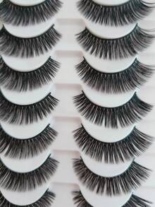 10 paia di ciglie finte spesse, ricci naturali, ricci DD, ciglie finte voluminose, ciglie a forma di occhio di gatto, ciglie finte in pelliccia di visone finta, strumento di trucco per ciglie finte a cartone animato voluminose