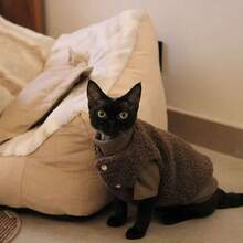 Warme Fleeceweste für Haustiere, Herbst/Winter, Druckknopfverschluss, Retro-Stil, geeignet für Devons, Siam, Cornish Rex, Abessinier Katzen - Aprikosenfarben - Übersicht 9