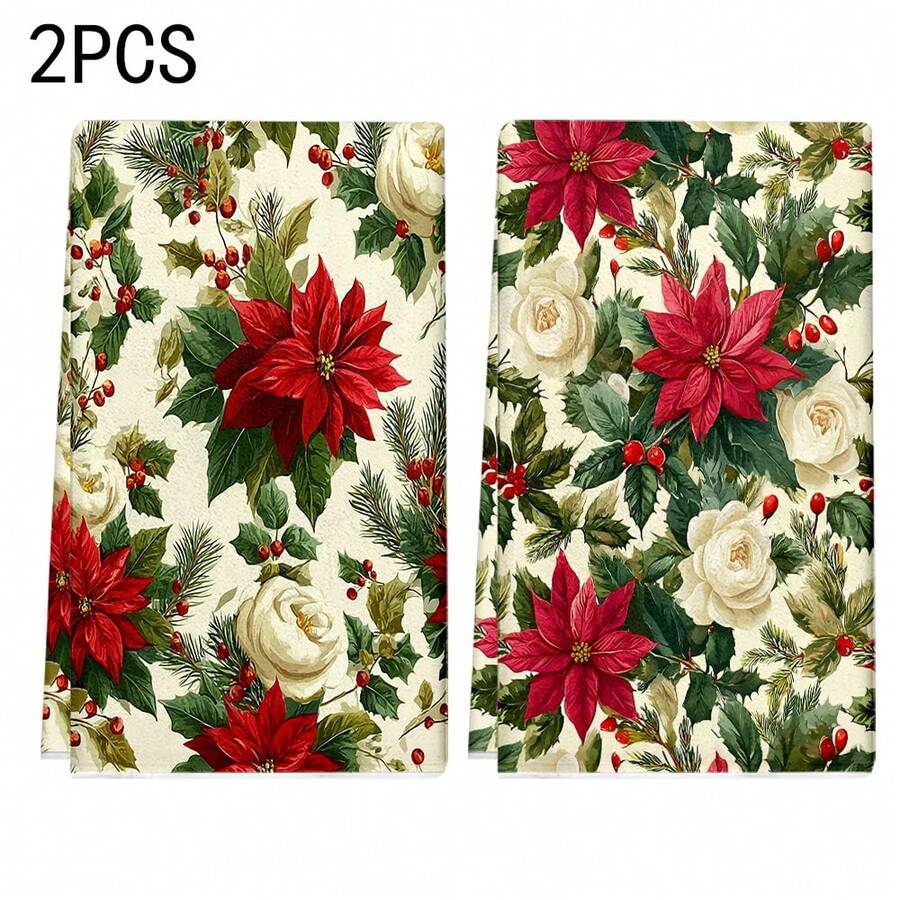 1 zestaw/2 szt./100 szt. Ręczniki kuchenne i ściereczki kuchenne z nadrukiem w kolorze Wintergreen, odpowiednie do dekoracji wnętrz w restauracjach, kuchniach, łazienkach, jako dekoracja imprezowa, prezent na festiwal, a także jako prezent świąteczny