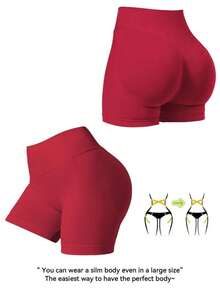 High-Waisted Tummy-Control Shorts,Hidden Scrunch Butt Lifting Pants,Cycling Shorts Curve,Women Boyshorts,Waist Trainer,Curve Plus,Black Shorts,Tight Shorts,Gym Pink Leggings Woman,Women Boyshorts - Đỏ - Xem 6