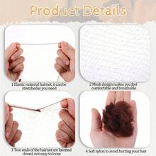 50/100 Peças Rede Elástica Invisível para Coque de Cabelo, Tela Marrom de 20 Polegadas, Adequada para Bailarinas, Penteados de Peruca e Dormir - Design Minimalista Elegante, Acessórios de Balé, Rede para Coque de Dança, Rede de Peruca Ultra-Fina, Rede Elástica para Coque, Rede Invisível para Aeromoça, Conjunto de Ferramentas de Penteado, Kit de Ferramentas de Penteado, Acessórios de Cabelo para Casa, Verão, Férias, Viagem, Festival, Aniversário - Multicolorido - Visão 9