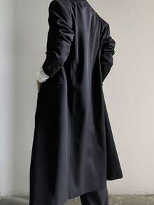 Yamamoto Style Long Suit Jacket For Men And Women With A Sense Of Luxury, Black Shoulder Coat With Slim Fit, Men's Casual Design, Long Suit Jacket - 黑色 - 查看 6
