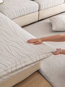 1件裝防潑水彈性沙發套，純色緹花工藝，寵物友善、耐髒耐用、可機洗，適合四季使用，秋冬聖誕/新年家具裝飾與保護，適用1/2/3/4人座L型沙發扶手與靠背 - 淺灰 - 查看 5