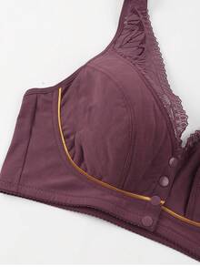 3-Piece Plus Size Soft And Comfortable Wireless Bra, Seamless And Breathable Front Buckle Design, Women's Comfortable Lingerie Set, Easy And Fashionable Lingerie - 彩色 - 查看 5