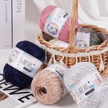 50g Of Gold And Silver Silk Crochet Thread With A Hollow Sheen, Hand-Dyed Lace Embroidery Thread For DIY Bags And Dolls - Multicolor - View 2