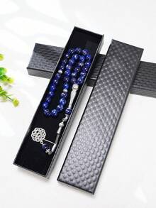 New 33 Beads Large Flower Pearl 3-Strand Glass Prayer Beads Tasbih Bracelet, Muslim Prayer Beads