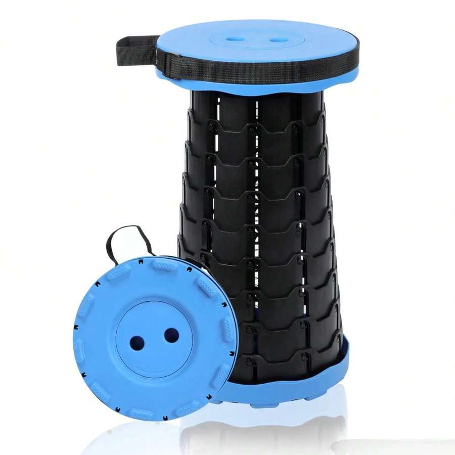Banco Retráctil Taburete Plegable Portátil - Azul - Ver 1