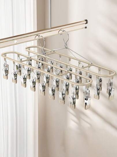 1 pieza Tendedero multifuncional con 20 pinzas, percha para calcetines, tendedero para ropa para balcón, dormitorio