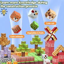 DIY 农场磁性积木 - STEM 玩具套装创意磁性玩具，教育性磁性学习玩具，磁性玩具套装，立方体建筑玩具男孩女孩生日礼物 - 彩色 - 查看 3