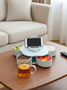 Organizador de botanas en forma de flor con 5 compartimentos y soporte para celular - Multicolor - Ver 2