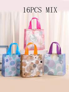 24/18/16/12/6pcs/Set Colorful Non-Woven Fabric Gift Bags With Handles, Suitable For Birthday Parties, Display Shopping And Party Supplies, Applicable For Weddings, Birthdays, Mother's Day, Spring Decorations, Small Gift Packaging