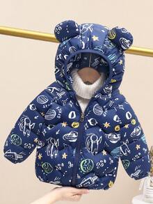 Kids Padded Jacket, Unisex Children Warm Winter Coat, Parka Outerwear For Boys And Girls, Infant & Toddler, Autumn/Winter - Blue - View 8