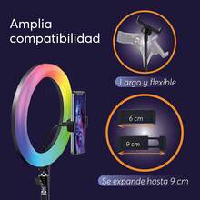Archy Aro de luz con Tripie LED 1m hasta 2m para Celular Y Camara Anillo de Luz Profesional TrIpode 3 Modos de Iluminación para fotografía y 10 Niveles de Brillo ((ARO-10TRIPIE2METROS)) - (ARO10TRIPIE2RGB) - Ver 10