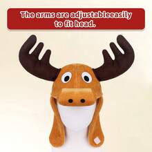 动物鹿帽毛绒可爱鹿角头饰派对角色扮演服装头饰配件 - 彩色 - 查看 8
