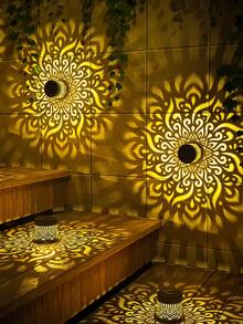 Solar Mandala Wall Lamp, Suitable For Holiday Parties, Projection Floral Lampshades For Thanksgiving, Christmas Party Atmosphere, Seasonal Garden Decoration, Landscape, Yard, Lawn, Deck, Path, Holiday Gifts. - màu ấm - Xem 1