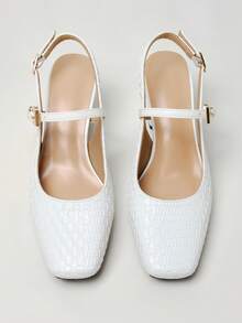 WHDXY 1 Pair Women's Square Toe Basic Slip-On High Heel Pumps, Sexy 7CM Chunky Heel Dress Shoes For Office, Flight Attendant, Formal Occasions