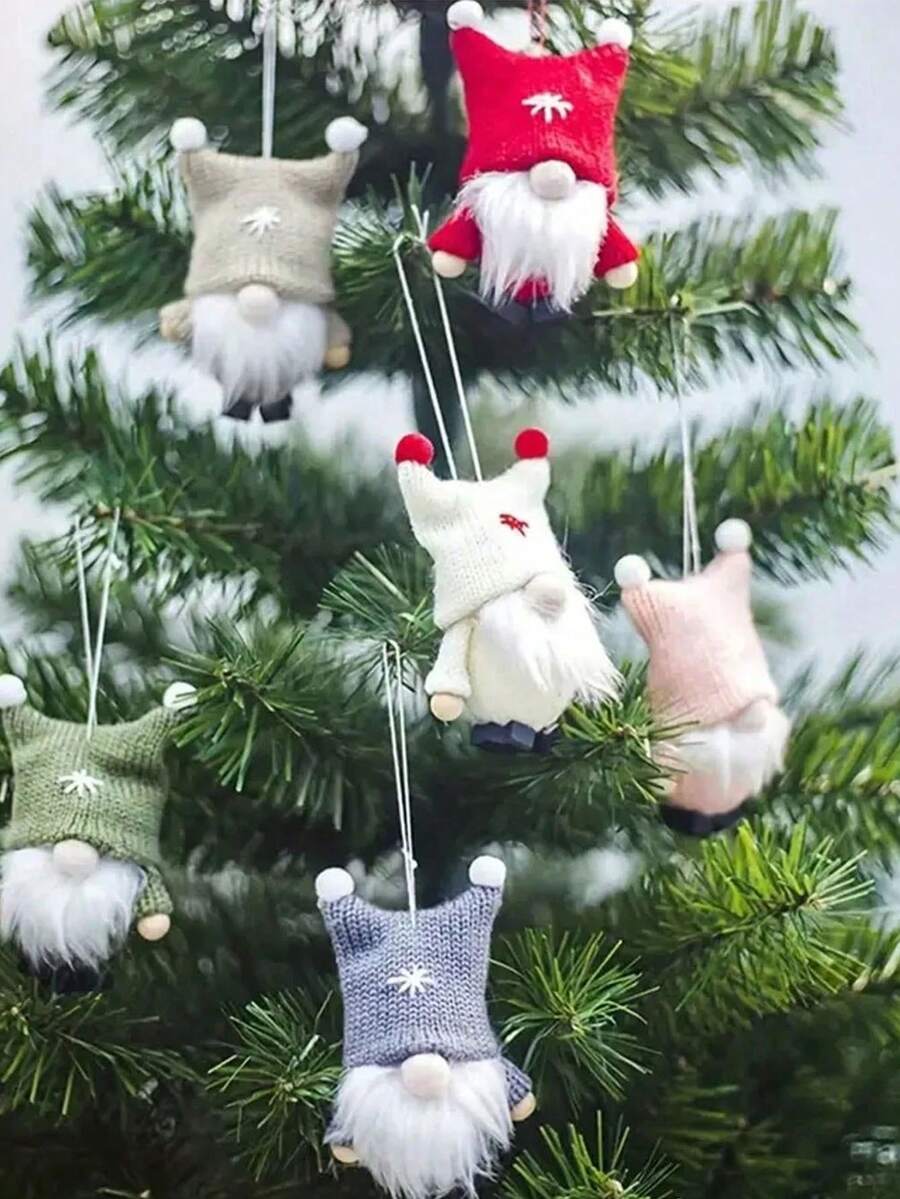 Juego de 6 muñecos miniatura de Papá Noel estilo bosque anciano como adornos para árbol de Navidad, decoraciones navideñas para el hogar, muñecos sin rostro, regalos de Navidad y Año Nuevo, decoraciones para fiestas navideñas, adornos para árbol de Navidad, decoraciones navideñas para el hogar, decoraciones navideñas, decoraciones de ventana navideñas, decoraciones de Año Nuevo, decoraciones para ambiente navideño