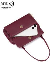 MIYIN Double Zipper Large Capacity Touch Screen Mobile Phone Bag RFID Blocking Long Wallet Crossbody Mobile Phone Bag Side Backpack Mobile Phone Portable Handbag Wallet Crossbody Clutch Mobile Phone Case Lightweight Modern Business Credit Card ID Card Cash Mobile Phone Wallet Business Casual Teacher's Day Teacher Gift Work Business