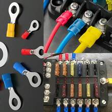 200 piezas de terminales de anillo aislados de 22-16/16-14/12-10AWG, conector de cable de conexión de anillo prensado, adecuado para reparación automotriz, cable, sin incluir baterías