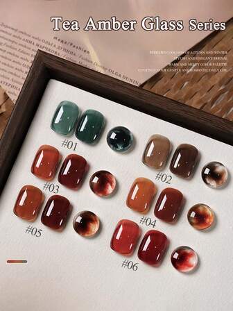 10ml Hawksbill Amber Ice Transparent Glass Gel Nail Polish 2025 New Autumn And Winter Popular MaillardGel Tea Brown Dark Green Nail Art At Home Nail Salon Nail Supplies