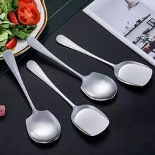 1 pieza Cuchara redonda de acero inoxidable durable, cuchara para ensalada, cuchara de servir para bufé, adecuada para hotel, restaurante, cafetería, utensilios de cocina