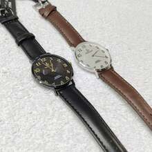 Pallyjane Men's Leather Watch With Water Resistance And Brown Strap - Silver - View 2