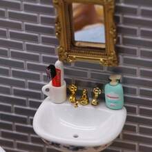 1:12 Dollhouse Bathroom Set, Miniature Home Bathroom Decorations, OB11 Photography Props, Tiny Home Decor, Miniature Metal Model Props - Multicolor - View 5