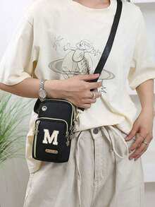 Women's Phone Pouch, Fashionable Pearl Rhinestone Monogram Design, A-Z Letter, Mini Crossbody Bag, Vertical Women's Coin Purse, Sports Armband/Running Wristband, Mini Casual Crossbody Phone Pouch With Earphone Hole, Suitable For Professionals, College Students, Work, Business, Commute, Office, Anniversary, Gift For Lover, Birthday, Valentine's Day, Christmas, Thanksgiving - Multicolor - View 3