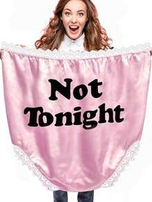1Pc Giant Funny Underwear Gag Gift, Leopard Print With Black Lace Trim, Joke Present For Adults, Oversized Silly Novelty Granny Panties For Laughter- Filled Pranks And Parties - Baby Pink - View 7