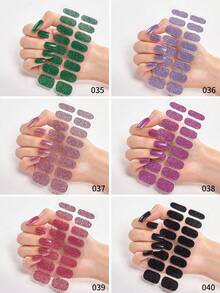 48/96/128/192片装多巴胺美甲贴纸套装，包含粉色、黑色、白色、红色、蓝色、绿色等多种颜色，闪光美甲贴纸，DIY全套美甲贴纸，按压式美甲贴纸，渐变闪光美甲贴纸，持久耐用，适合日常、圣诞节、新年、派对等场合，快速轻松地打造美丽惊艳的美甲造型。（注意：本产品不适用于UV固化） - 彩色 - 查看 41