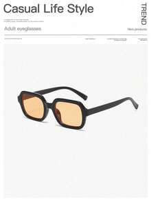 1PC Men's Casual Basic Rectangular Fashion Solid Color Glasses, Suitable For Holiday Trips, Outfit Matching, And As A Festive Gift - 彩色 - 查看 14