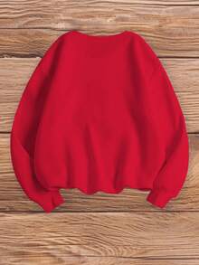 Women's Plus Size 2026 New Year Party Sweatshirt - Oversized Casual Pullover, Gold Glitter Number Design, Round Neck With Pockets, Warm Winter Sweater, Suitable For New Year Celebrations, Comfortable Party Outfit (With Gold Letters) - Geometric Pattern Winter Clothes For Women - 紅色 - 查看 2