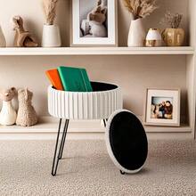 Vanity Stool With Storage  Small Vanity Stools For Make Up Round Ottoman Foot Stool Makeup Stools For Bedroom Veet Vanity Stool For Bathroom Bedroom Living Room Cream