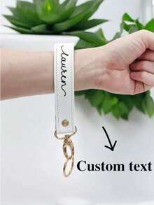 定制PU皮革钥匙扣，带环，优雅手工包包挂饰，汽车挂钩，独特时尚配饰，可定制姓名，送给她的最佳礼物，圣诞礼物，情人节礼物，母亲节礼物，教师节礼物，感恩节礼物，学习用品，返校礼物，大学礼物，同事礼物，旅行收纳包，2000年代风格 - 彩色 - 查看 3