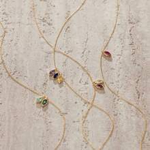 Customized Birthstone Leaf Necklace, Oval Birthstone Necklace, Anniversary Family Gift, Birthday Gift, Grandmother Gift, Mother's Day Gift (For Her) - Multicolor - View 11